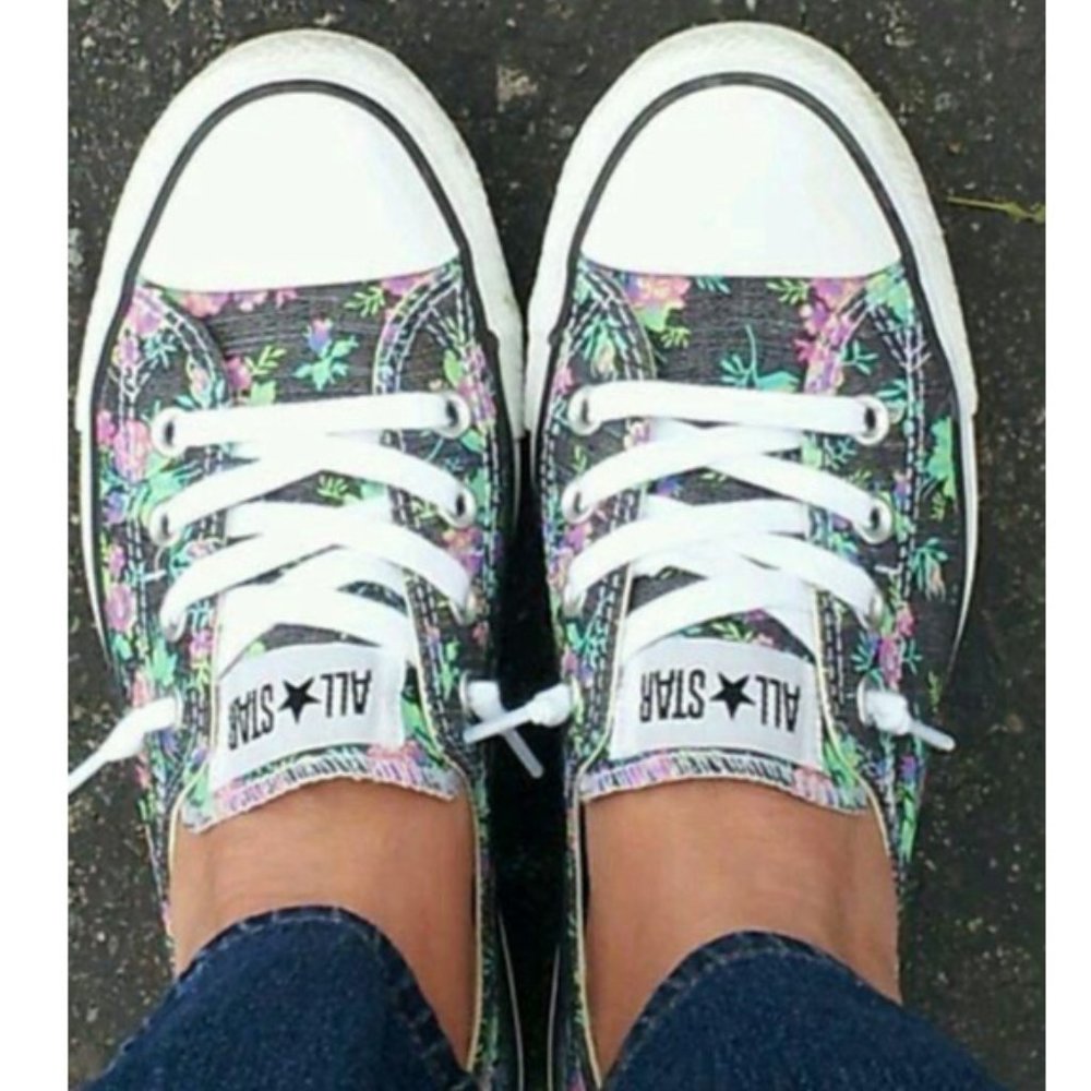 Converse Shoreline Floral Denim Sneaker Shoes Sz 10